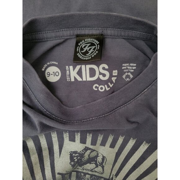 Foo Fighters x Cotton On IN YOUR HONOR Kids Blue Silver T-Shirt Sz 9-10 Years - Picture 5 of 8